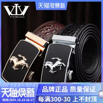 vvbrown new crocodile leather leather business dress alloy automatic buckle casual wild belt men