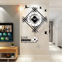 Nordic light luxury watch wall clock Living room personality creative household modern simple large fashion clock wall-free punch