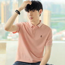Bear embroidery polo shirt mens short-sleeved t-shirt summer solid color collared mens solid color polo shirt lapel t-shirt male