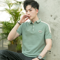 Short-sleeved t-shirt mens trendy brand 2022 summer new trend Korean version stitching top collared mens lapel polo shirt