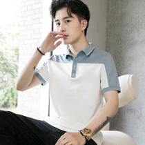 Polo shirt mens short-sleeved 2022 summer youth splicing trend business casual lapel collared t-shirt top men