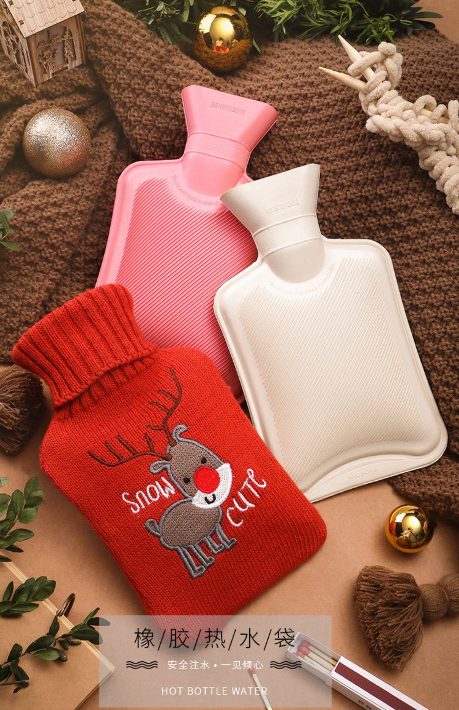 热水袋女注水热宝暖水袋暖肚子毛绒热敷橡胶小号随身暖手宝迷你_买折