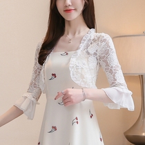 Shawl Women summer 2021 new exterior with suspenders skirt top chiffon sunscreen cardigan thin lace coat