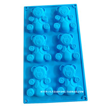 xj059 Six-hole bear mold Silicone cake mold 6 consecutive hugs Baoxiong dessert handmade soap mold High temperature resistance