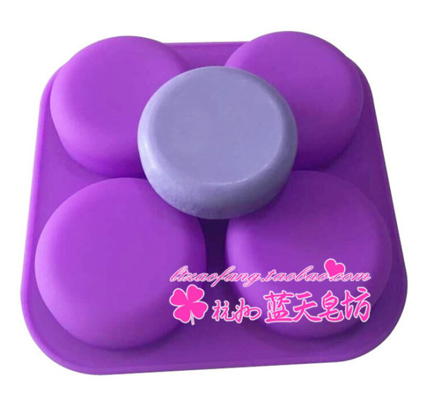 Silicone handmade soap mold ສີ່ເຊື່ອມຕໍ່ cylindrical 4-hole round soap mold standard round handmade soap mold silicone mold