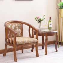 Solid Wood Circle Chair Single Sofa Chair Subarmrest Backrest Seniors Chair Guest House chair Balcony Leisure Home Chair