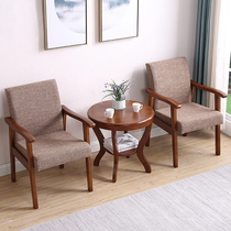 Solid wood Nordic small round table tea table sofa chair Three sets of balcony One table two chairs minimalist tea table and chairs combination
