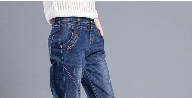 春季哈伦牛仔裤女宽松韩版百搭长裤bf风个性显