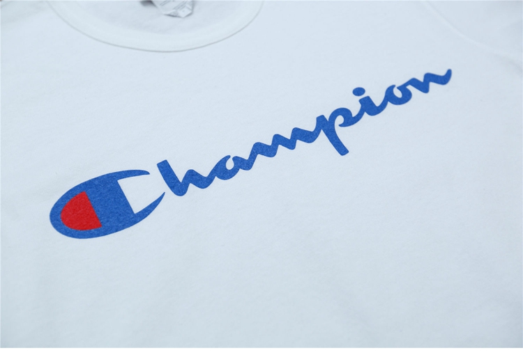 美版champion短袖t恤女正品草写大c刺绣logo潮流情侣t恤男潮牌