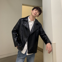 ins hipster leather jacket jacket Korean version loose trend pu leather motorcycle suit Youth Hong Kong style handsome leather jacket