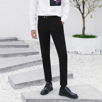 ins super fire small trousers mens Korean version of the trend handsome casual pants nine-point pants Mens slim suit pants Hong Kong style 9-point pants