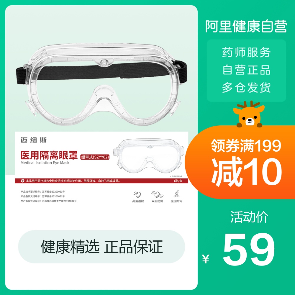 邁紐斯醫用護目鏡隔離防護眼罩防疫防霧防病毒醫療平光防護眼鏡