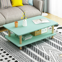 Norfolk style post-modern light luxury yellow green white square coffee table long narrow small tea table living room tea table MS913