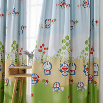 Green Ding Cat Doraemon Curtain Fabric Children Boy Bedroom Curtain High Blackout Printing Cloth Floor Curtain