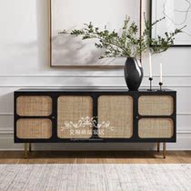 Nordic Solid Wood TV Cabinet Living Room Vines BLACK CABINET SMALL HOUSEHOLD TYPE MINIMALIST LIGHT LAVISH MODERN SIDE CABINET TEA WATER CABINET FURNISHINGS