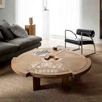 Nordic Solid Wood Rattan with round tea table Jane extreme Mind accommodation Silence Style Design Vine Home small family Living room Tea table