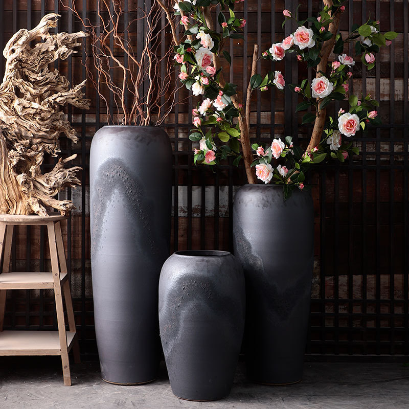 Retro POTS dry flower vases, flower arrangement sitting room adornment is placed I and contracted courtyard large - diameter pot cylinder