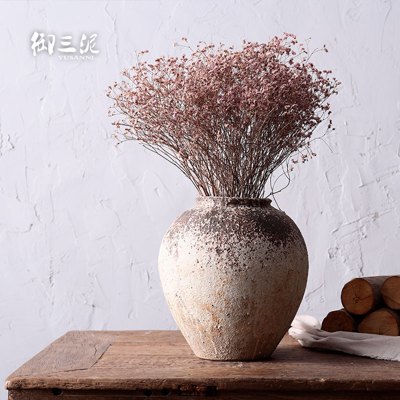 Gardening waterscape meaty plant pot porous permeability restoring ancient ways clay coarse pottery dried flower decoration vase furnishing articles