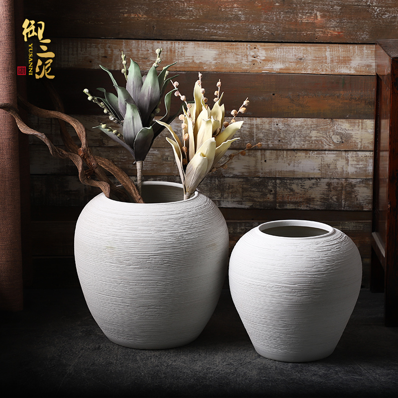 Jingdezhen ceramic large vases, flower arrangement sitting room place I and contracted white checking pottery landing big flower pot