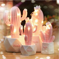 Children girl heart room bedroom decoration creative night light Net red lighting cactus ornaments table lamp arrangement