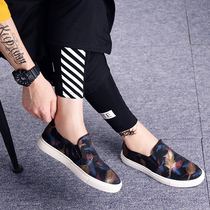 Autumn mens shoes breathable canvas shoes mens trend Korean version of a pedal lazy loafers mens cloth shoes camouflage board shoes