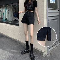 2022 new black denim shorts women high waist slim a line autumn hot girl outerwear design miniature