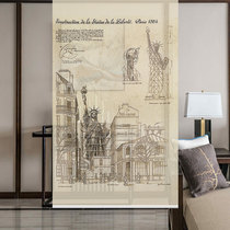 Love craft new Chinese style shading translucent fabric soft screen curtain partition hanging curtain art roller blind Statue of Liberty