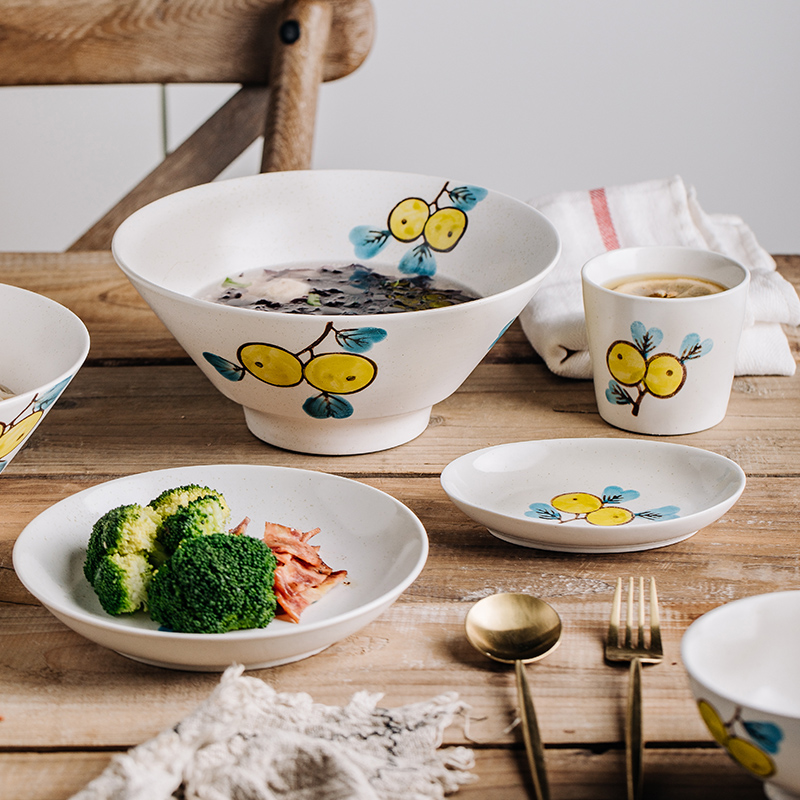 Creative loquat fruit Japanese ramen rainbow such as bowl bowl of soup bowl rainbow such use household eats 2 jobs, lovely ceramic tableware