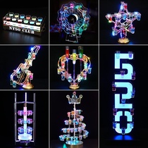Bar bullet cup holder Creative heart-shaped cocktail shelf Night ktv wine champagne rack led luminous cup holder