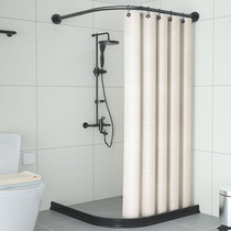 Bathroom waterproof shower curtain set non-perforated arc Rod magnetic shower curtain mildew-proof toilet dry and wet separation partition curtain