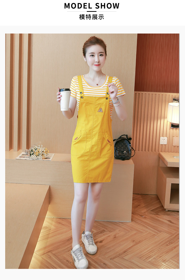 背带裙两件套女夏2017新款学生短袖连衣裙韩