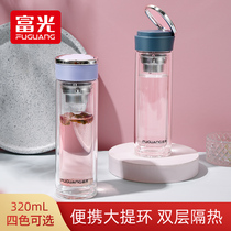 Fulight double-layer glass portable ring portable heat-resistant explosion-proof men and women business office with filter tea cup