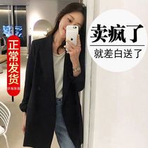 Black blazer womens spring 2021 new Korean loose net red casual professional fashion small suit top