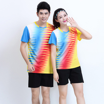 Badminton suit suit mens and womens sportswear round neck short sleeve quick-drying summer table tennis suit custom shuttlecock team uniform