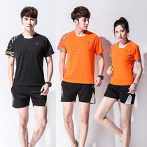 Short-sleeved table tennis suit suit mens and womens round neck badminton Jersey training game suit shuttlecock team uniform printing number
