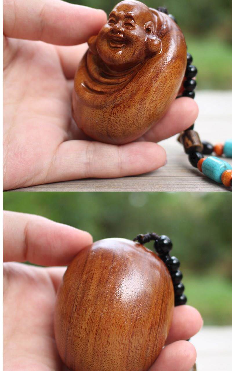 木雕手把件老挝黄花梨一团和气弥勒佛手工实木雕刻把玩件工艺小件