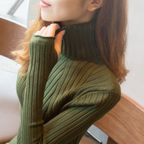 Tall-collar sweater female underwear with a new lump-sleeved top with foreign air repair knitted sweaters in autumn 2022