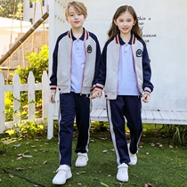 College style childrens school uniforms primary and secondary school students class uniforms three sets of spring and autumn new teacher sports suits kindergarten uniforms