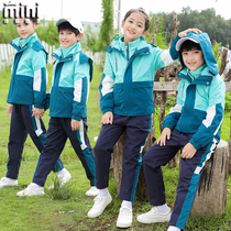 Jackets uniforms set primary and middle school students in autumn and winter New plus velvet thickening three-in-one children class uniform kindergarten service