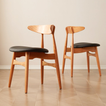 Xixi wood solid wood cherry wood dining table and chair soft bag surface with backrest household Nordic style modern minimalist chair