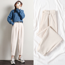 White woolen pants children autumn and winter 2020 new slim joker loose straight tube thick casual Harlan radish pants