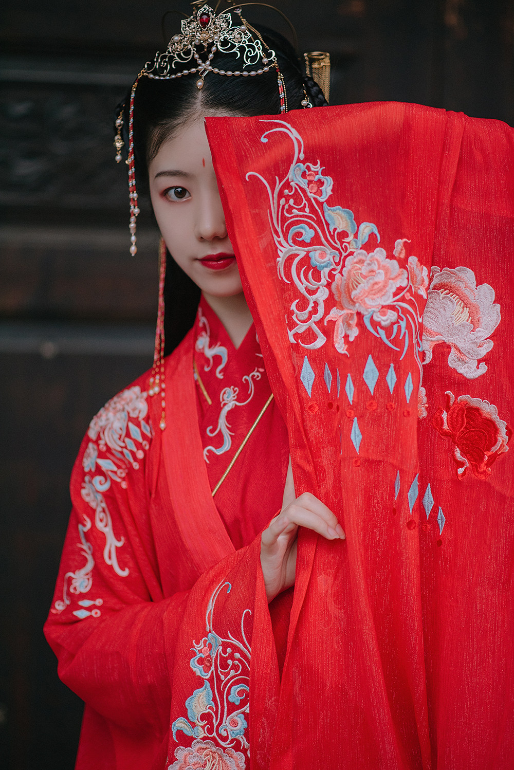 知希堂【眉妩】原创大袖衫交领齐腰套装传统汉服婚服女重工刺绣花