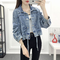  Hong Kong style denim jacket female spring and autumn student short loose Korean bf cardigan jacket tide 2021 new denim jacket