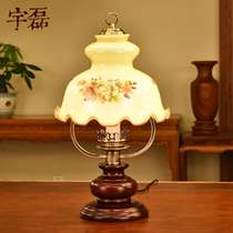 Yu Lei retro solid wood Republic of China old-fashioned new Chinese style study living room bedroom bedside hotel hotel decoration table lamp