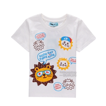 Very small fish 26302 Summer 36 month boy suck sweat thin section Round Collar Casual Pure Cotton Knit Cartoon Short Sleeve