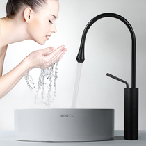 German craftsmanship simple aesthetics black heightened rotating hot and cold basin faucet art basin basin faucet