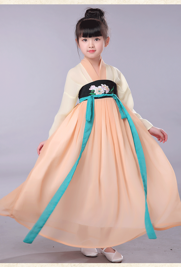 儿童汉服女秋小孩古装中女童儿童仙女服国风雪纺汉服襦裙仙民族服