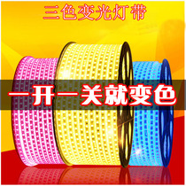 Light strip led three-color dimming living room ceiling warm light home wall control smart dimming highlight monochrome light bar 220v