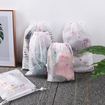 Travel portable storage bag drawstring corset bag transparent frosted bath bag waterproof household clothes finishing bag