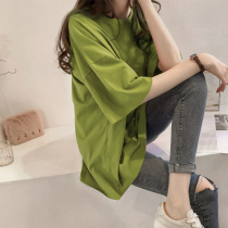 Avocado Green loose long short sleeve t-shirt women 2021 New ins fashion summer super a clothes women tide